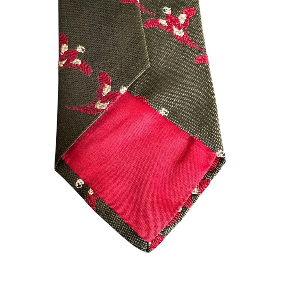 Carl Sterr Silk Tie Parrot Bird Green‎ Red Handmade Vintage Necktie Hunting 54x3